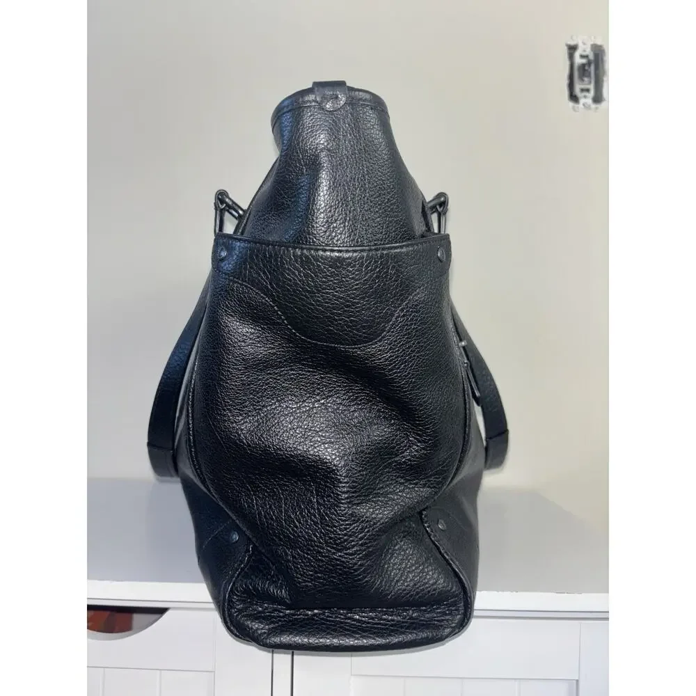 Coach Mickie Tote Black Pebbled Leather F34039 Shoulder Hobo Tote Gunmetal - Picture 4 of 12